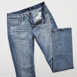 BKE Jake Straight Jeans Mens 32W 33L Blue Medium Wash ABS16548 Stretch Denim